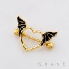 BAT WING HEART CRAFT 316L SURGICAL STEEL NIPPLE RING